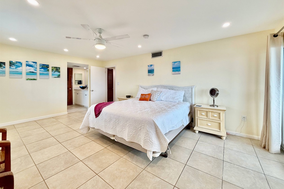 Huge primary suite with en suite bathroom and balcony access