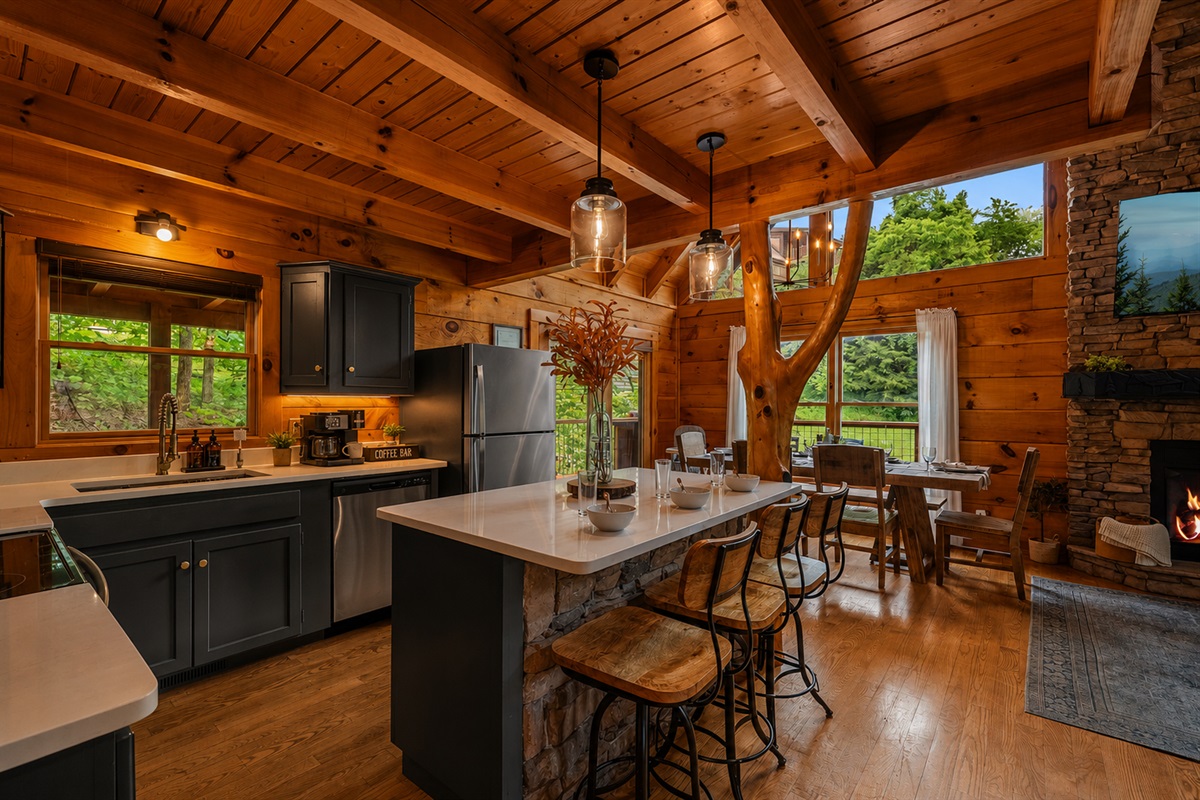 The spacious island with seating for four creates the perfect spot for casual breakfasts, snacks, or keeping the cook company while staying connected to the living area.