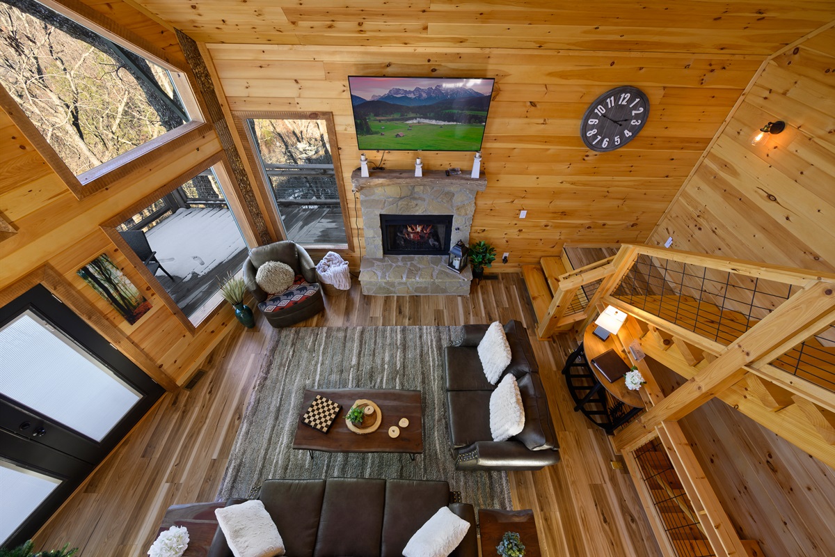 Cypress Living Room view from loft