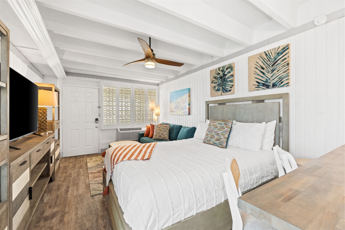 Living Room with Queen Bed and Queen Sleeper Sofa