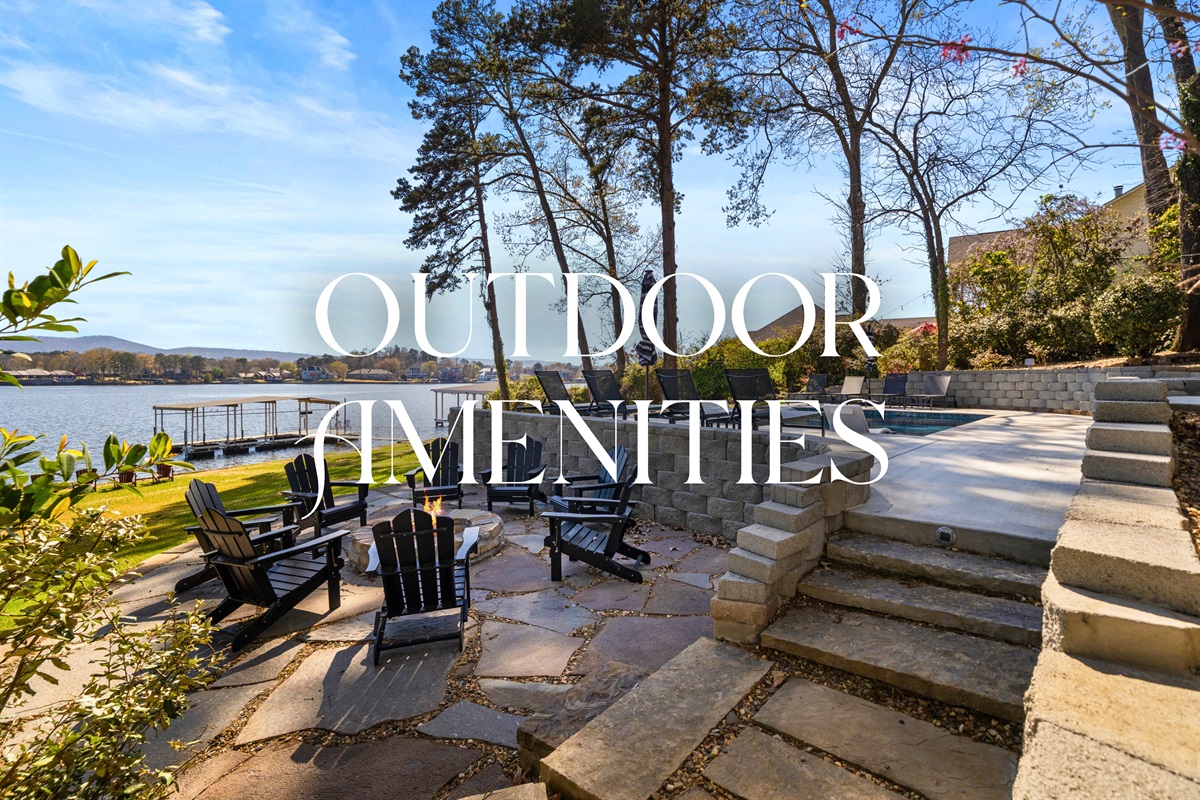 Step into a peaceful outdoor setting where the tall trees and sparkling lake views instantly create a calm, welcoming atmosphere for your stay.