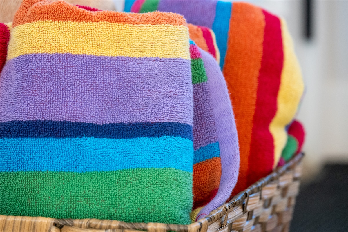 Soft, vibrant towels are provided for your use.