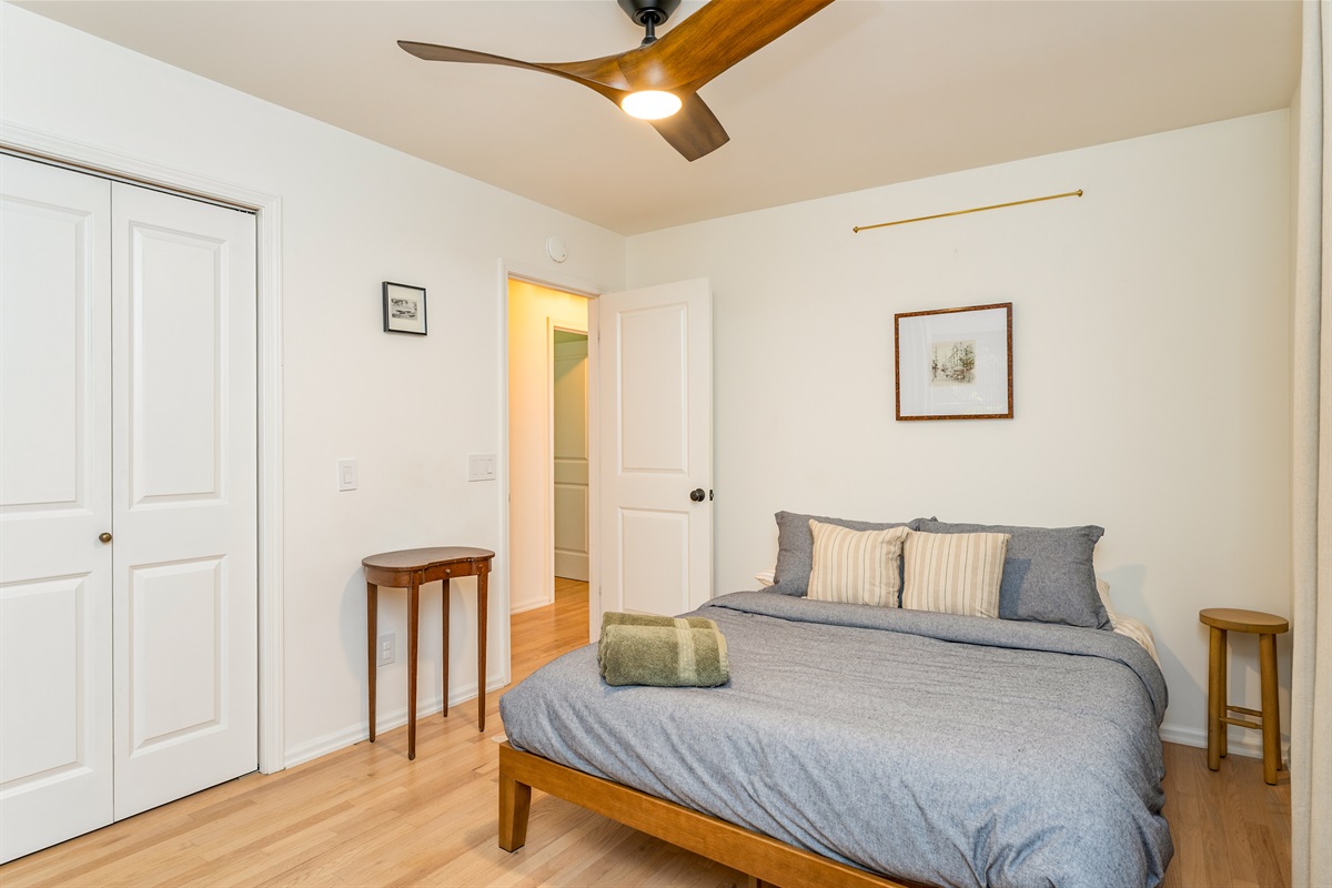 Relax in this queen bedroom on the main floor, your perfect escape after a day of Finger Lakes adventure