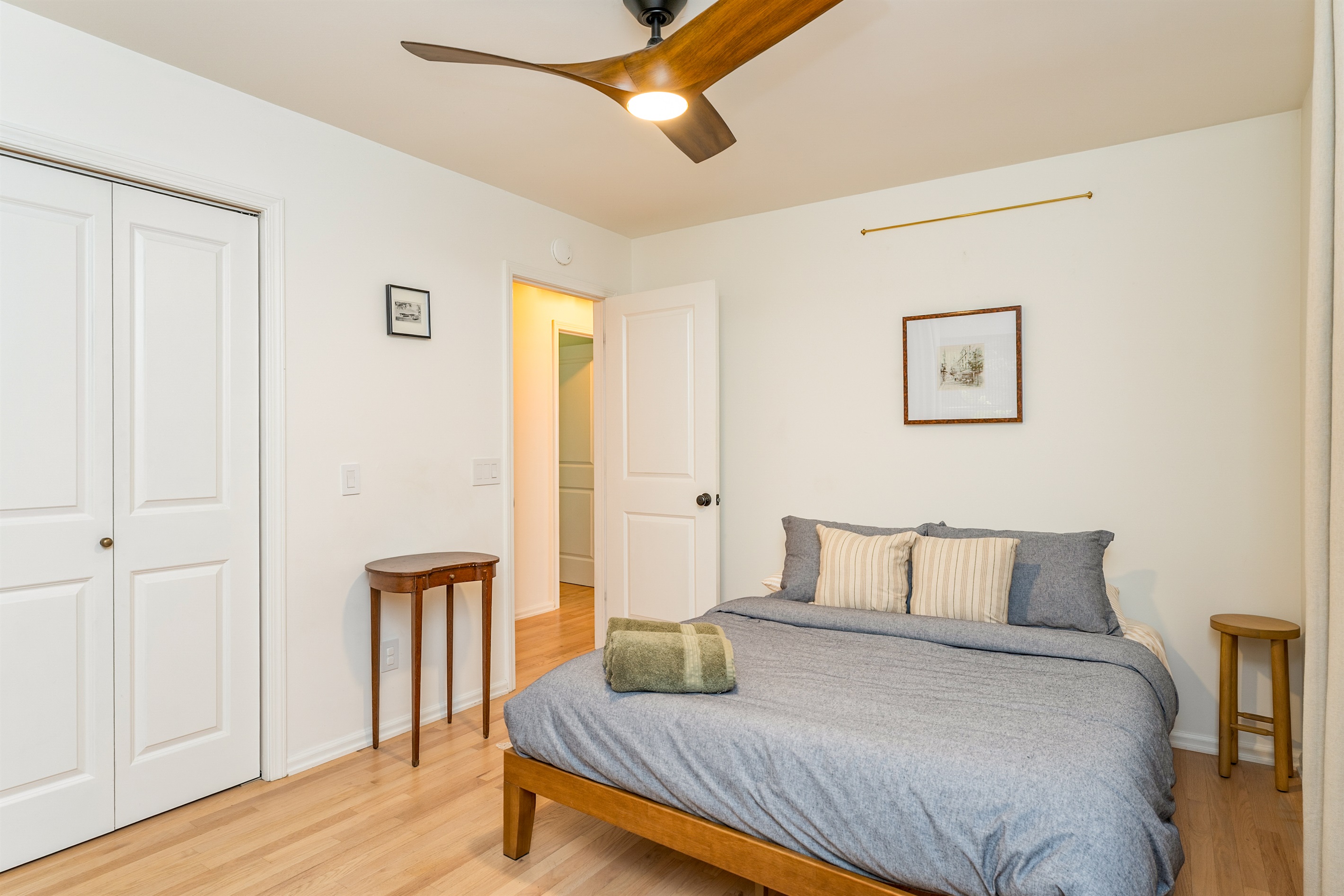 Relax in this queen bedroom on the main floor, your perfect escape after a day of Finger Lakes adventure