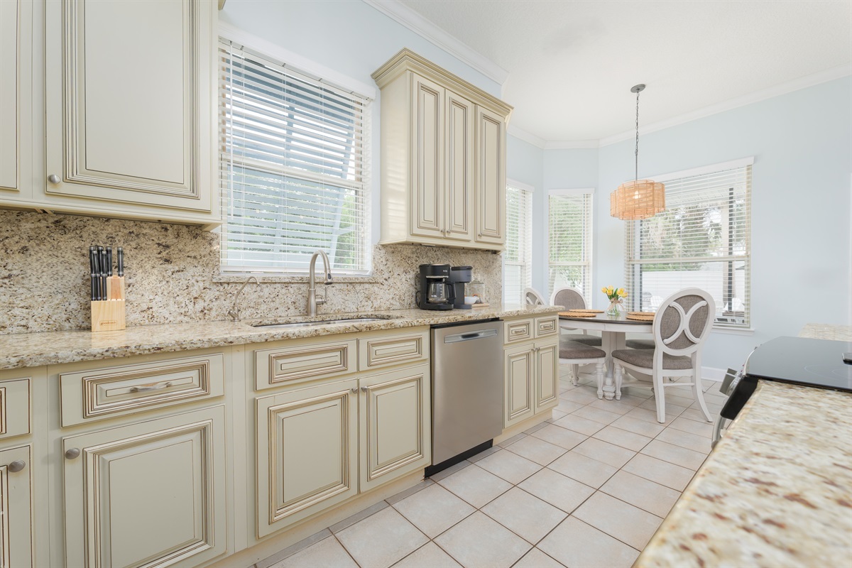 Spacious kitchen with modern appliances and everything you need to cook, gather, and make vacation memories