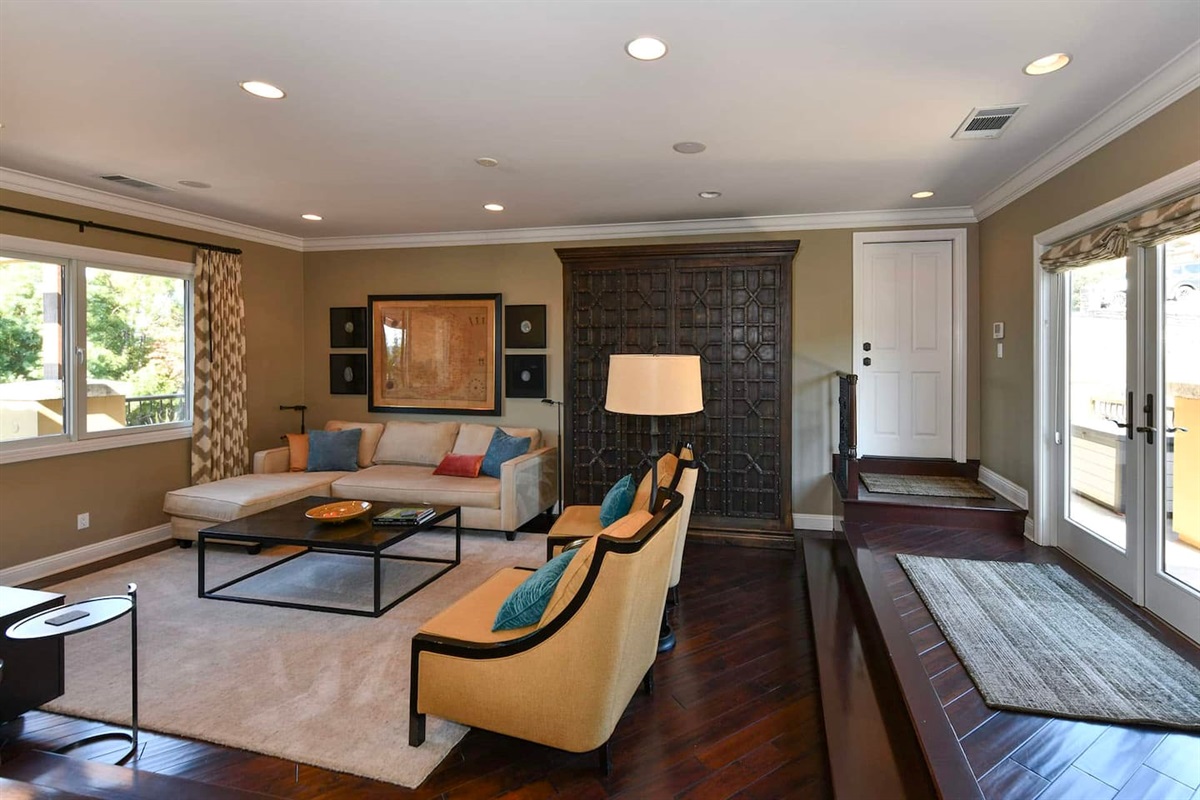 Living area with smart tv.