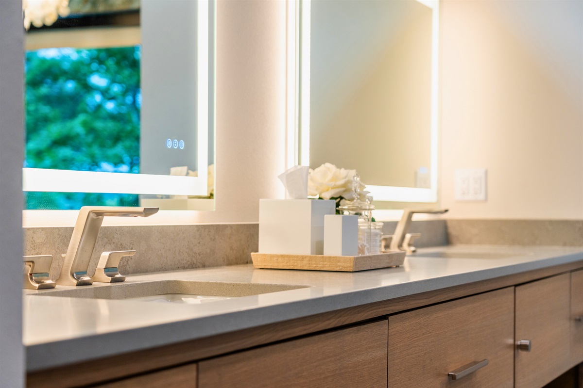 The clean lines and elegant fixtures in this bathroom make it a stylish and functional retreat.