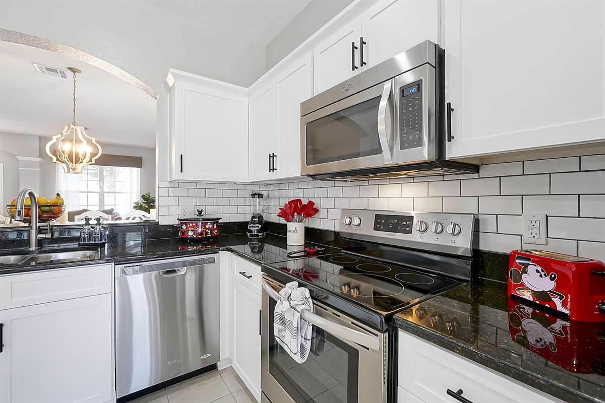 Enjoy all the convenient appliances you have at home- with a whimsical touch! The Mickey Mouse head waffle maker, slow cooker, and toaster make eating in just as much fun as eating out!