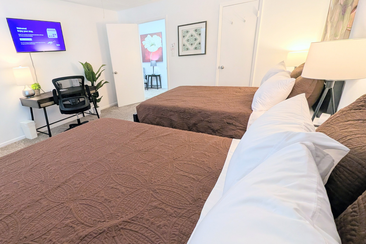 Get comfortable on plush pillows and stream your favorite content on the Roku TV with your personal login information.