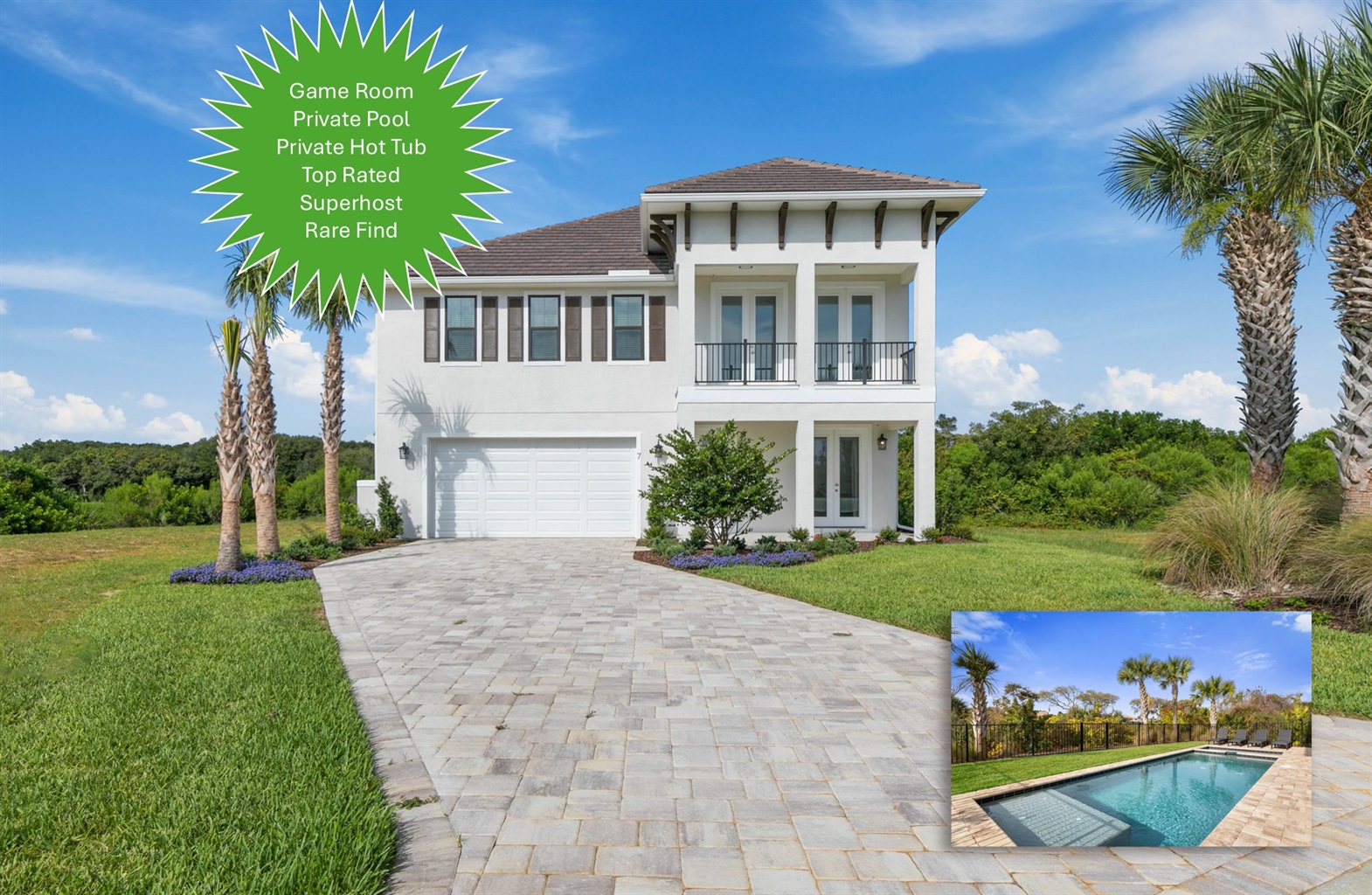 Arrive to a bright coastal retreat where palm trees welcome you and every stay begins with excitement. From the first moment in the driveway to evenings under the sky, this is where your getaway unfolds and lasting memories begin.