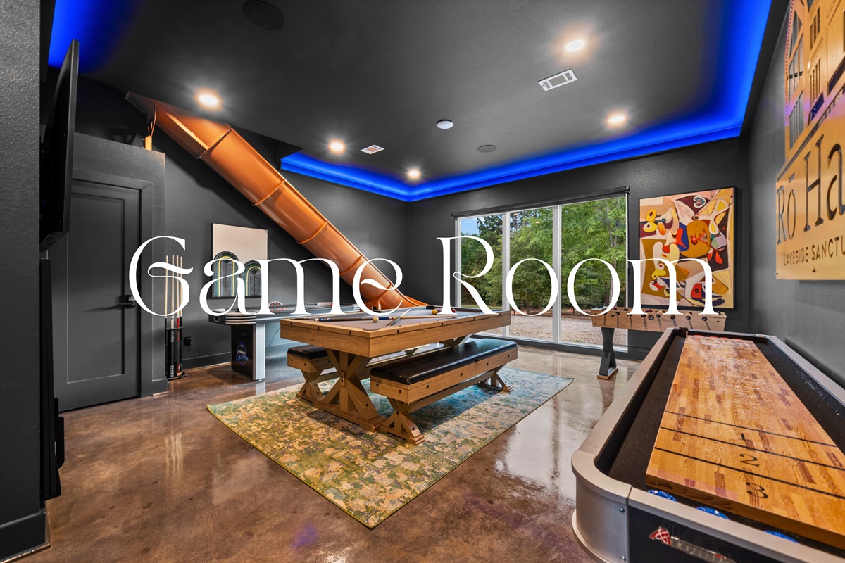 Step into our vibrant game room where the fun never stops, offering a variety of games and activities to keep everyone entertained.