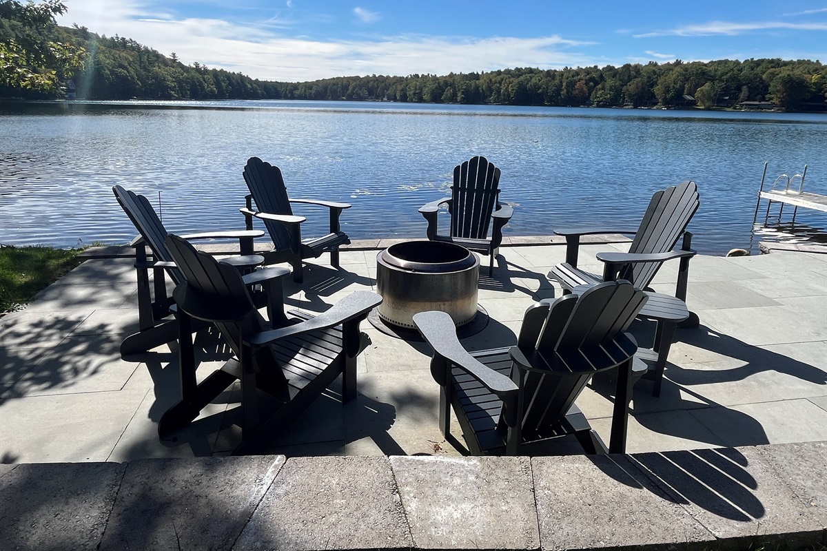 Stunning firepit at the water's edge