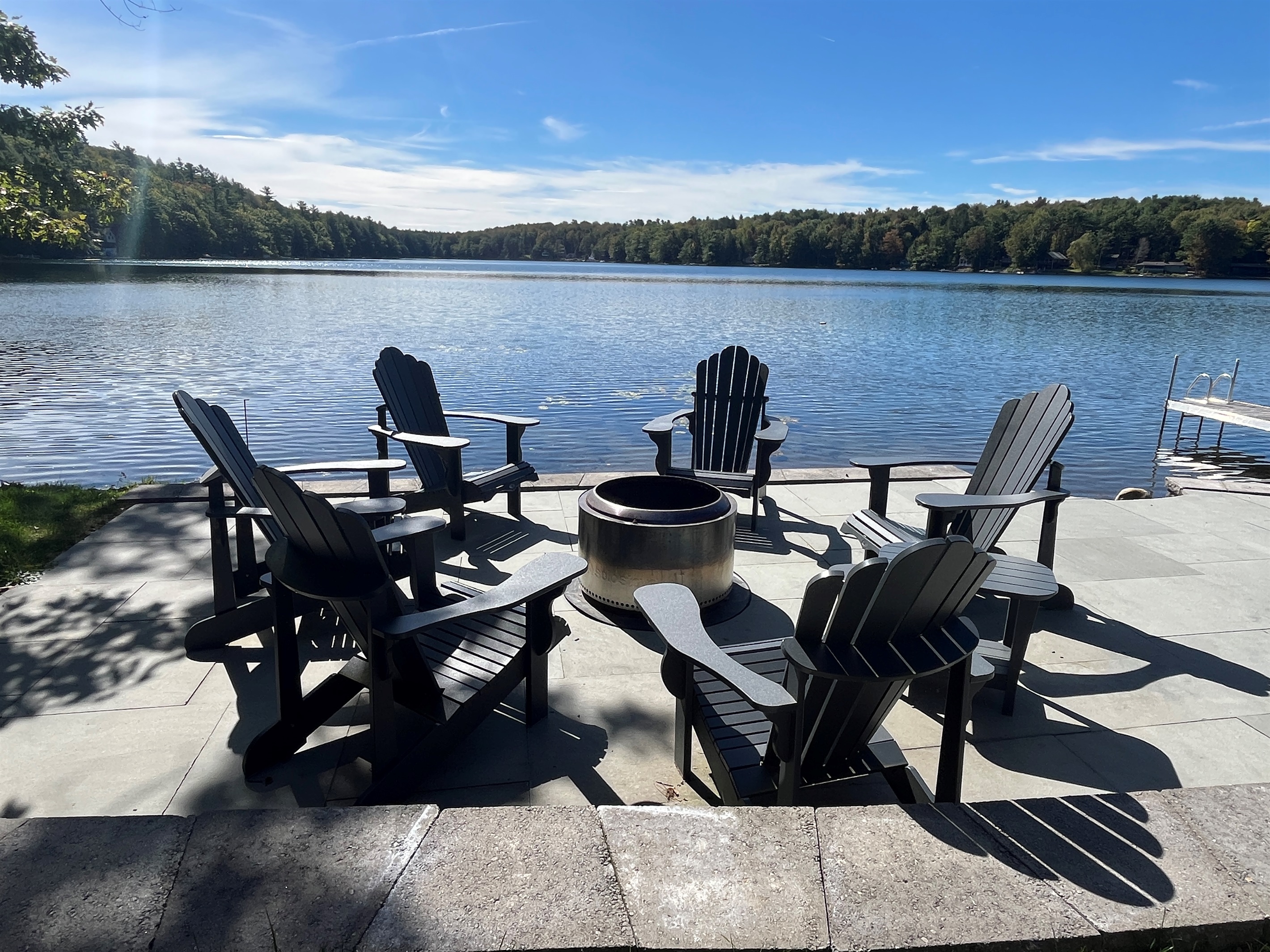 Stunning firepit at the water's edge