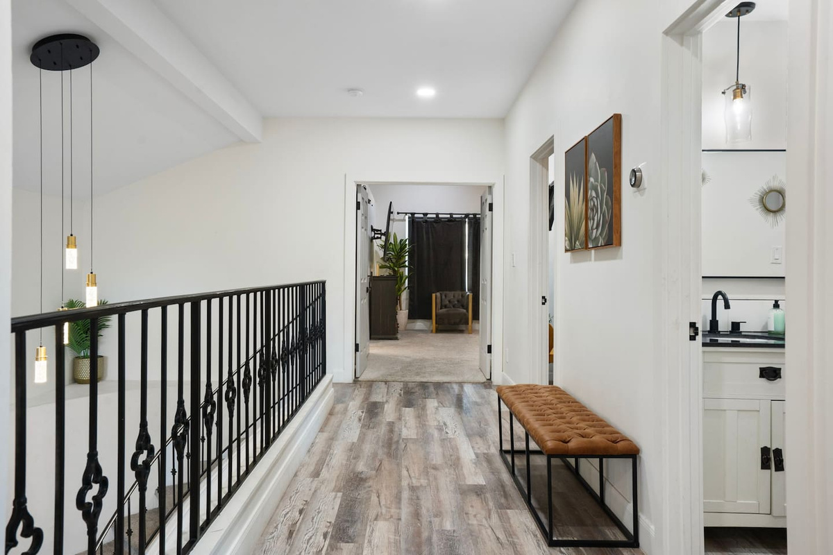 Designer touches carry through every corridor, from lighting to art.