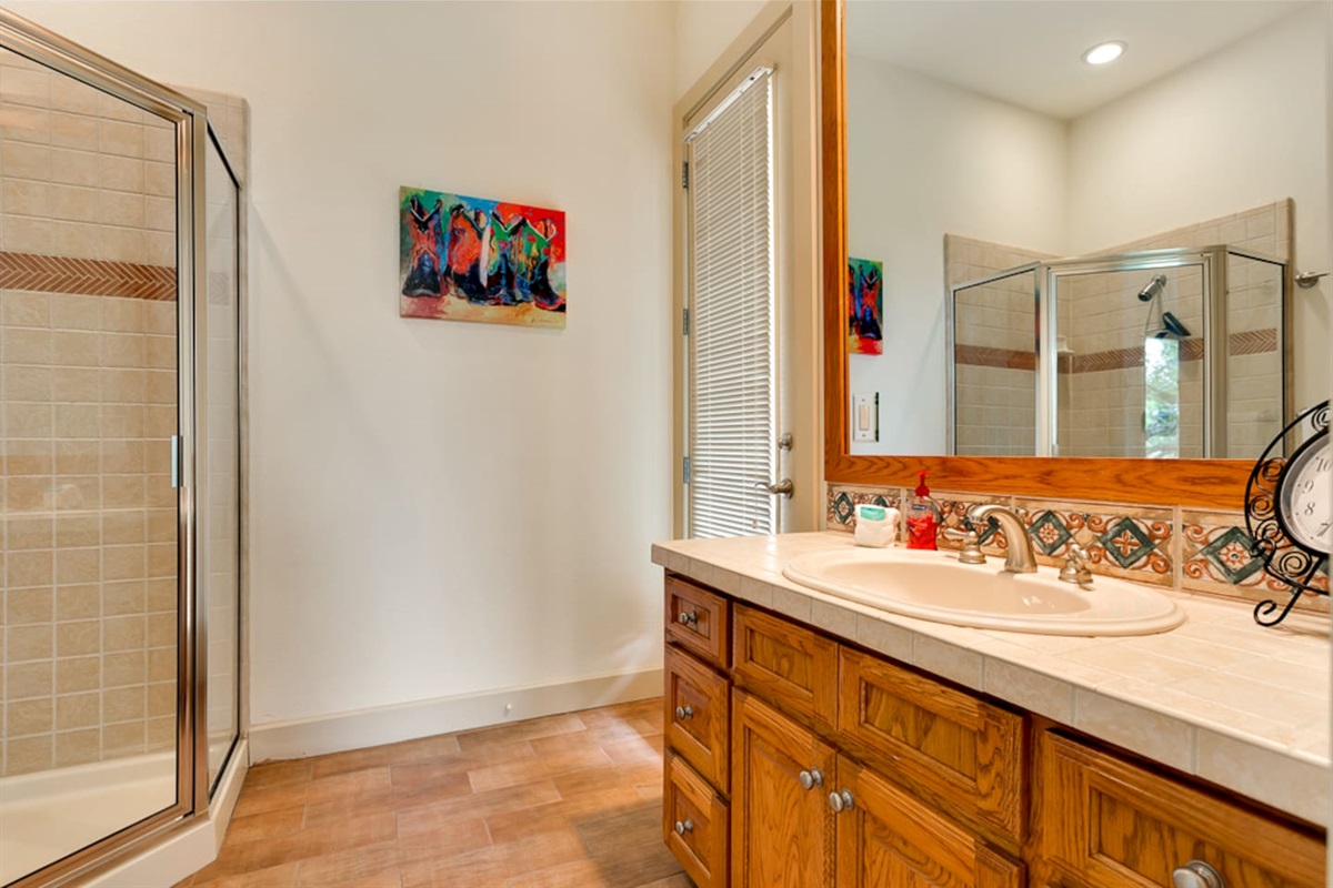 Pool House Bath with entrance from Pool