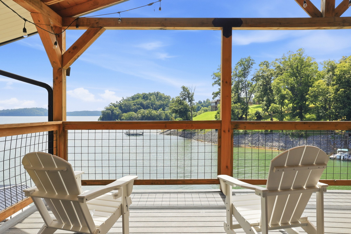 View of Douglas Lake from the main level covered porch. 
