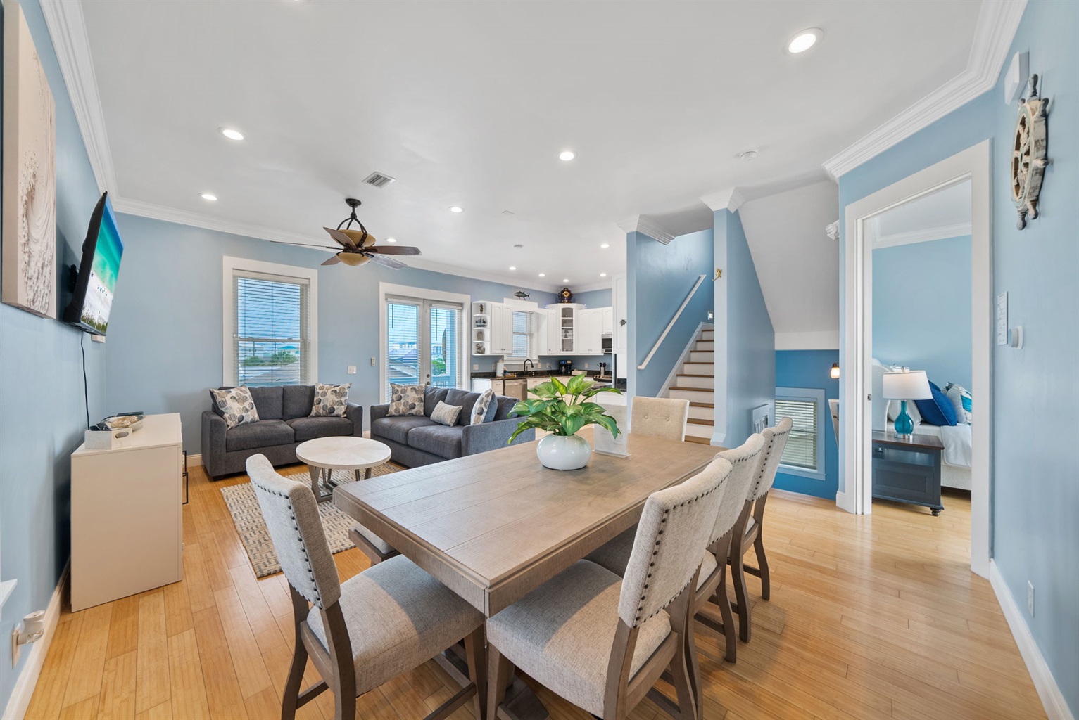 Living room...  Enjoy the coastal and fresh look of the Living Room