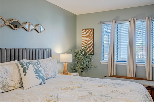 King bedroom with ensuite bathroom and smart TV