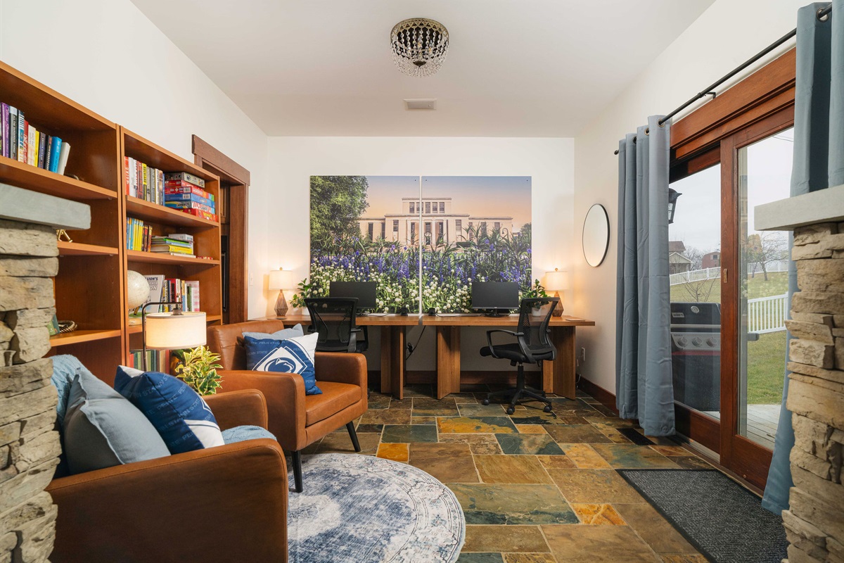 Dedicated workspace with natural light — ideal for remote work, planning the day, or extended stays.