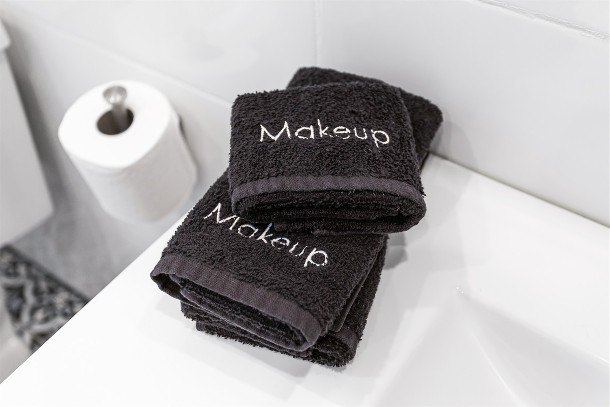 Makeup towels in the bathroom