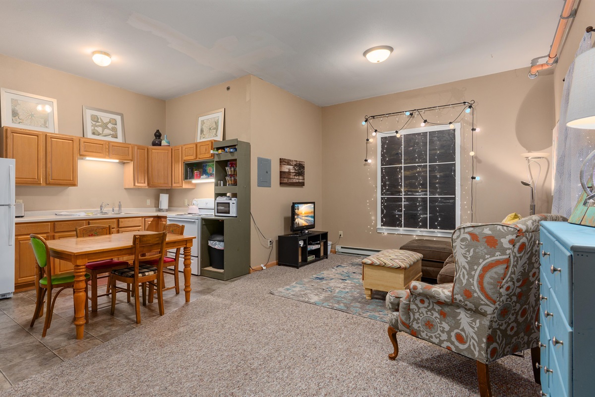 Both the Eclipse living room and kitchen are interior; tucked into the middle of the building.