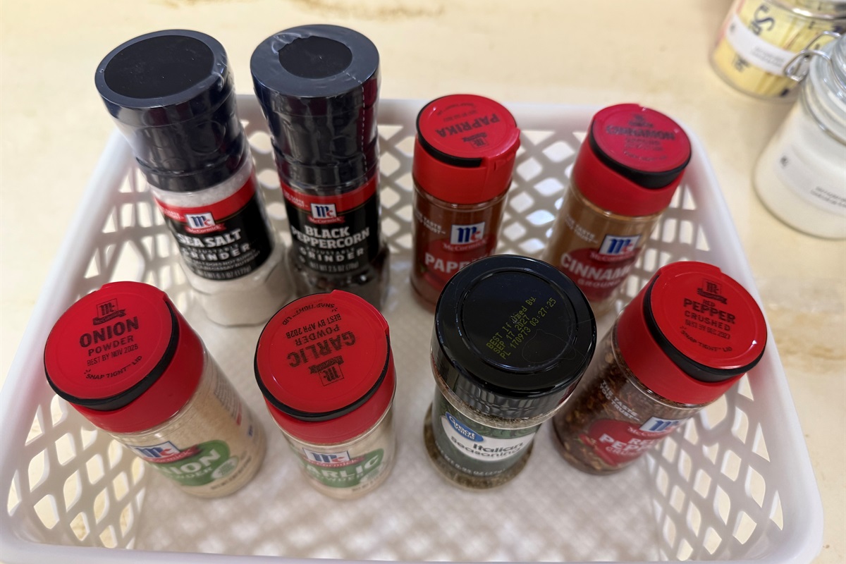 Spices stocked in the kitchen