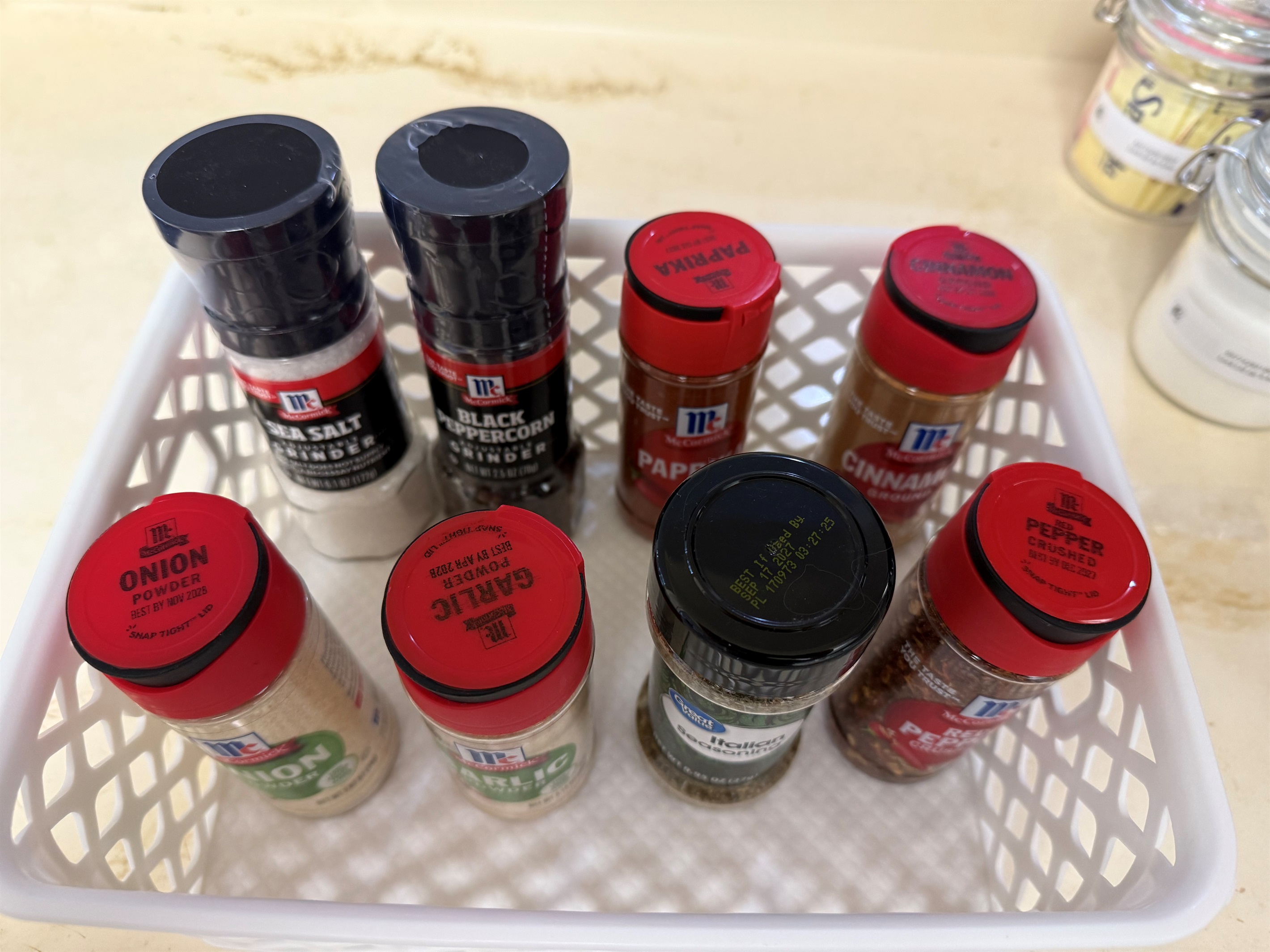 Spices stocked in the kitchen