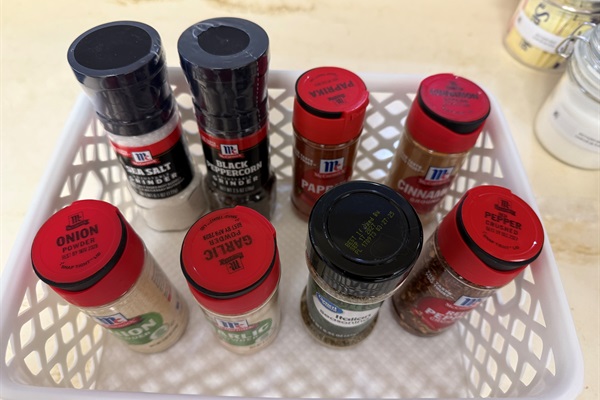 Spices stocked in the kitchen