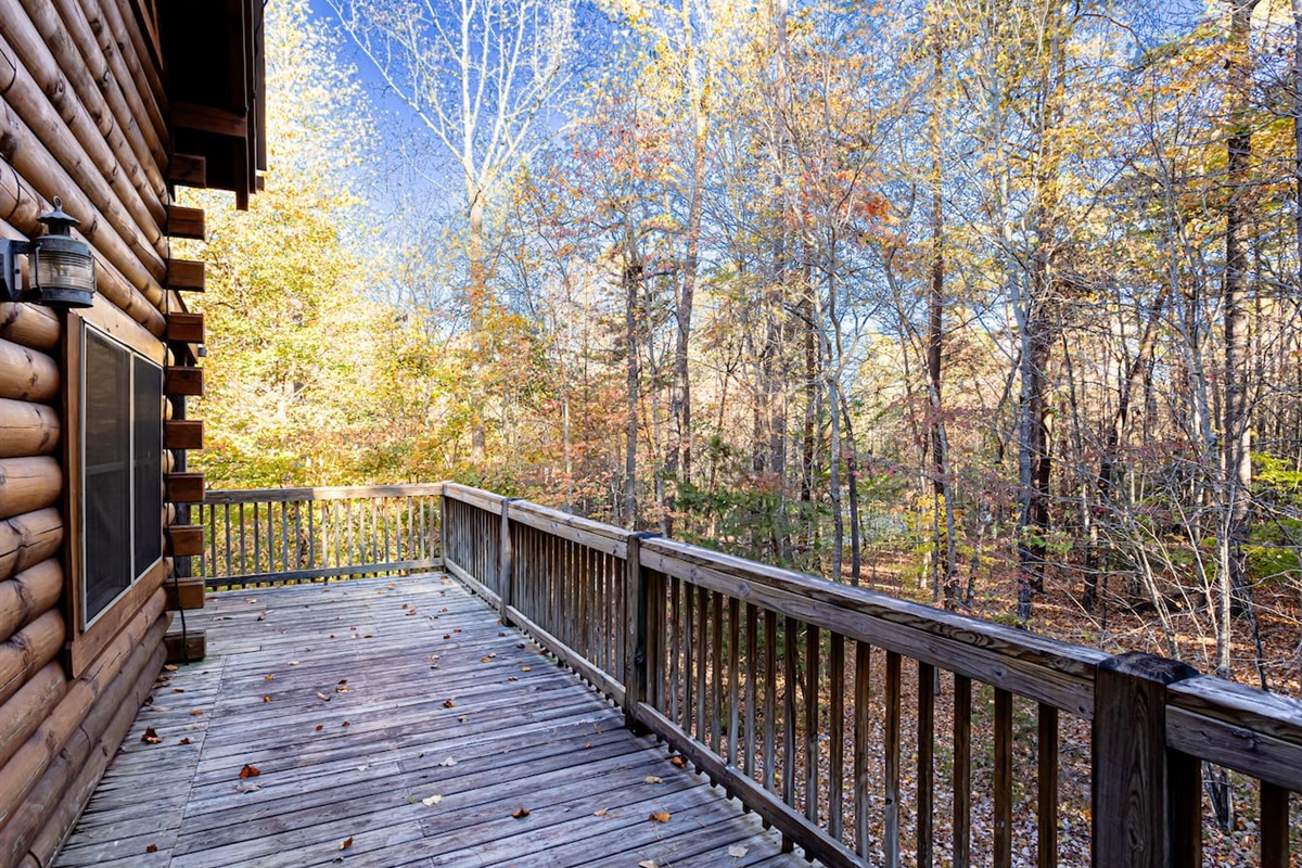 Large wrap around, fully enclosed deck with mountain views!