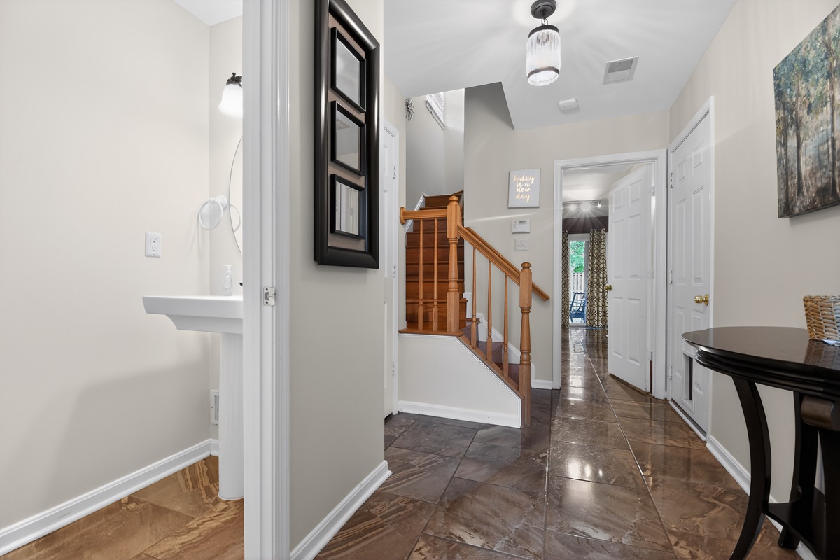 DC Townhome Entry — Hardwood Foyer, Staircase to Main Level, Smart Layout Flow