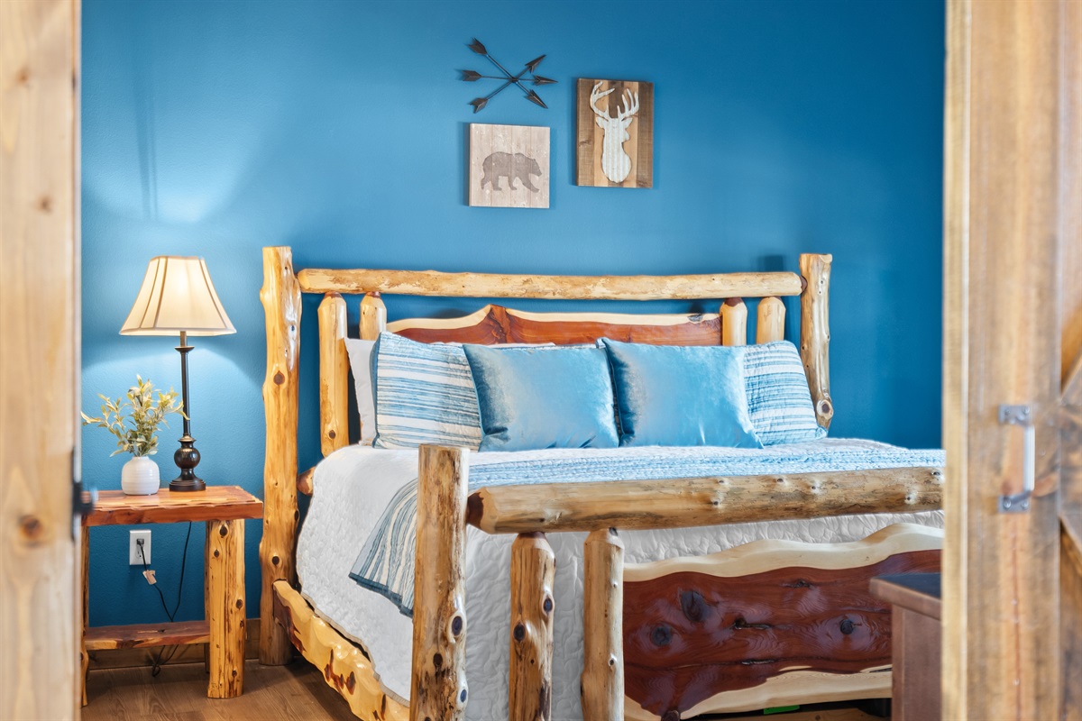 Main level king bedroom with en suite shower 