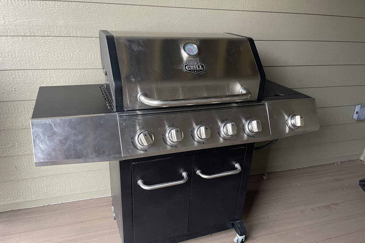 Gas grill on the deck