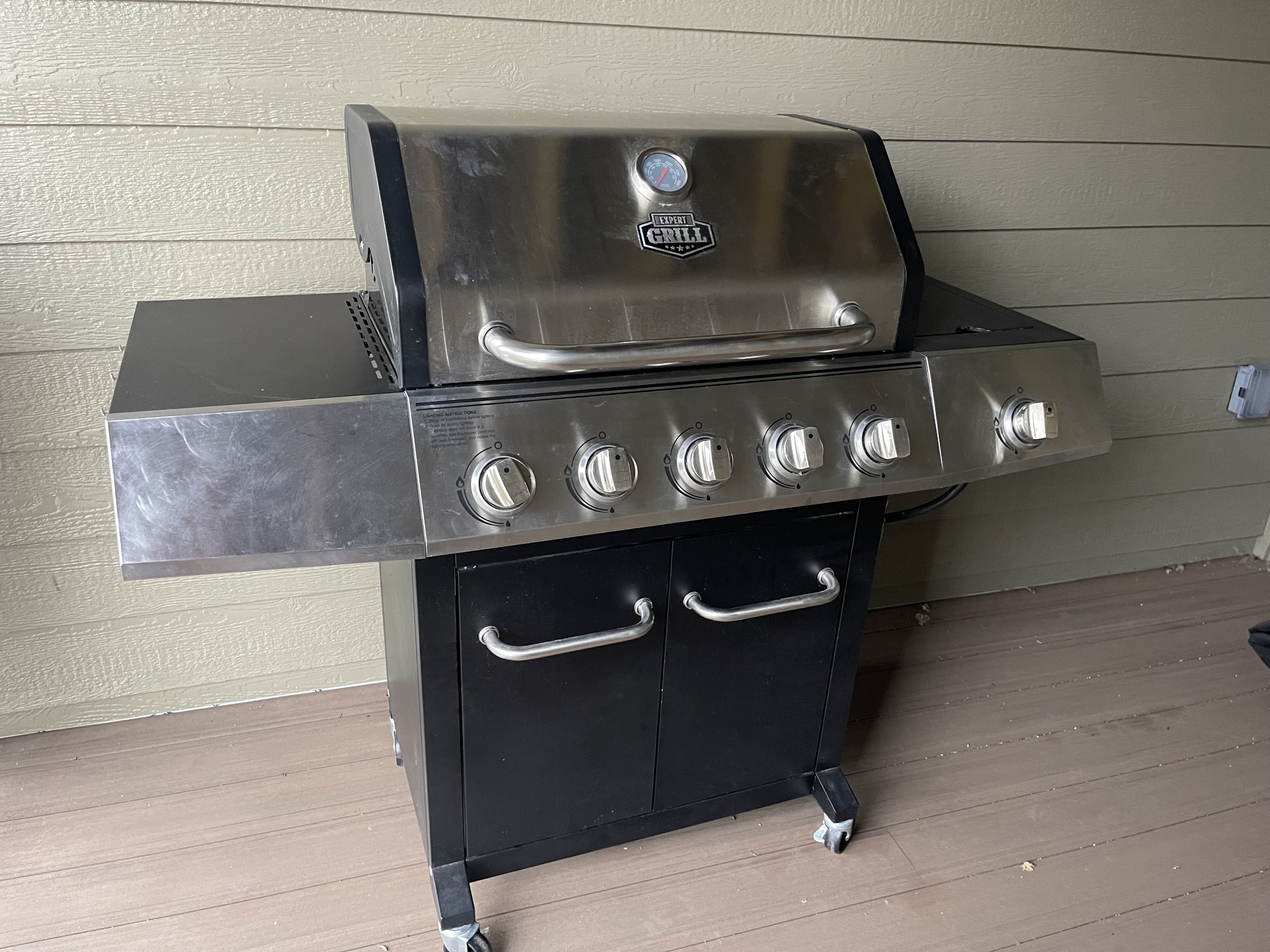Gas grill on the deck