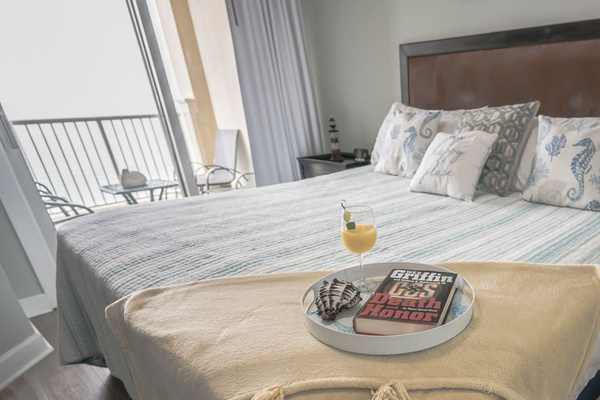 Master bedroom opens to balcony and beautiful gulf view