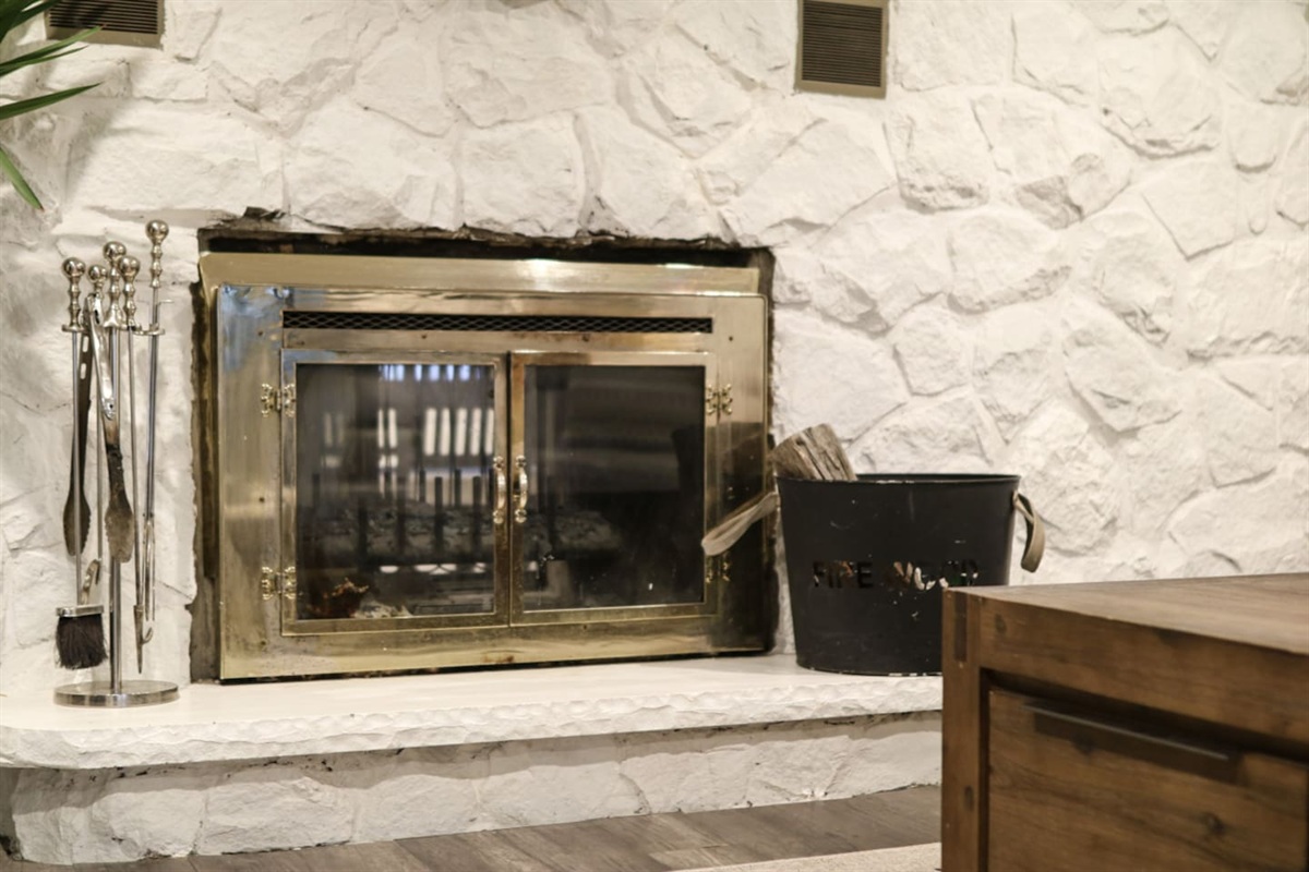 Real wood fireplace