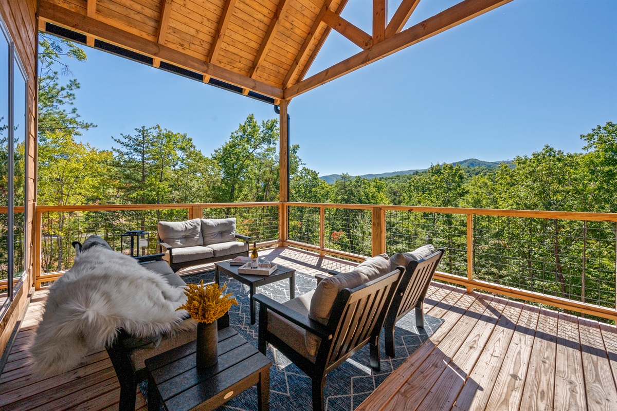 Main level outdoor seating area. 