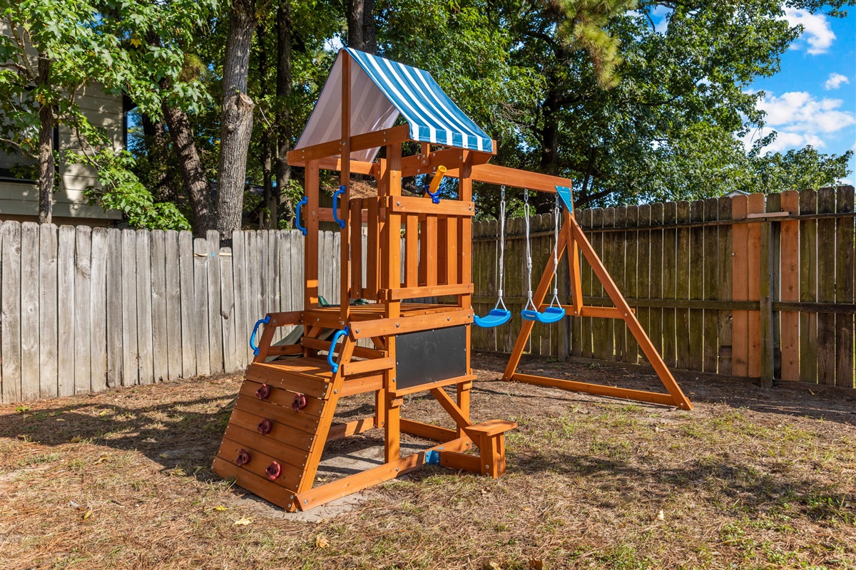 Kids will love the private playground – a safe, fun space for hours of outdoor entertainment.