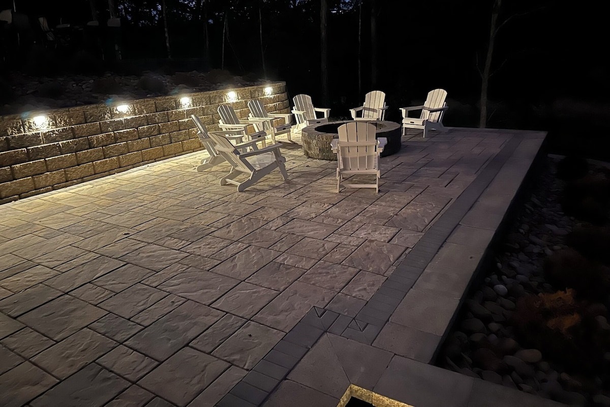 Enjoy the Fire Pit at night with plenty of light