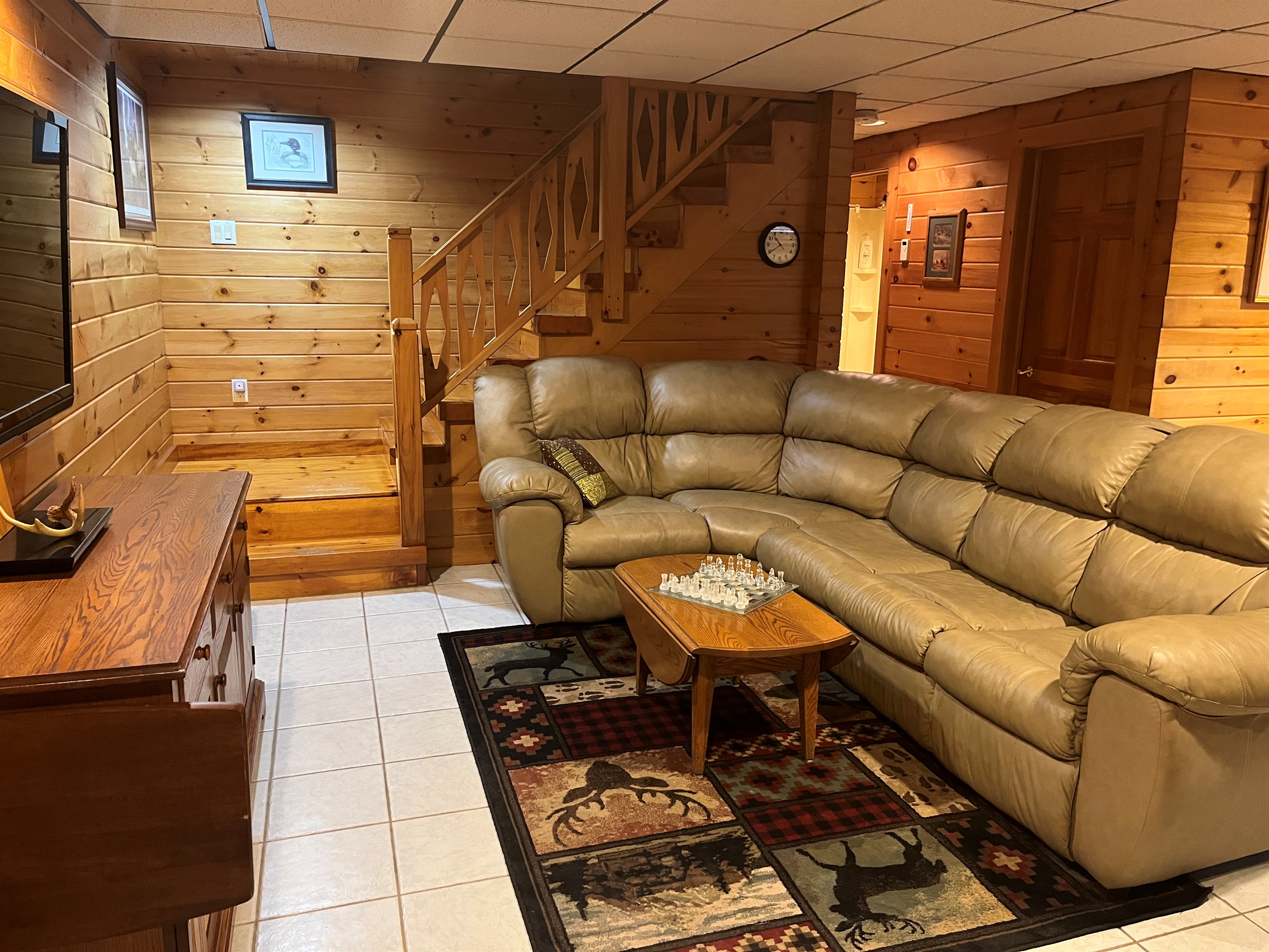 Lower level living area with Queen bed