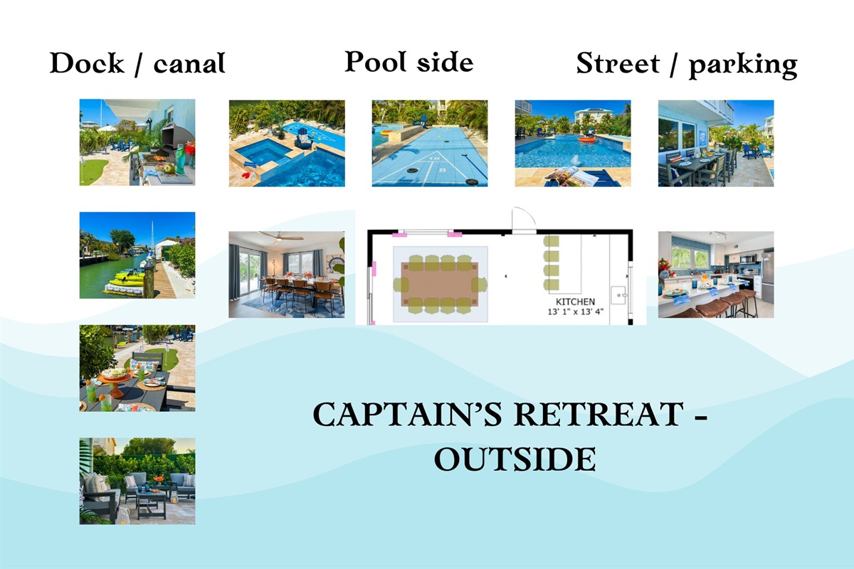Here's the top down view for outside spaces, there's plenty of parking in front of the house as you pull up.