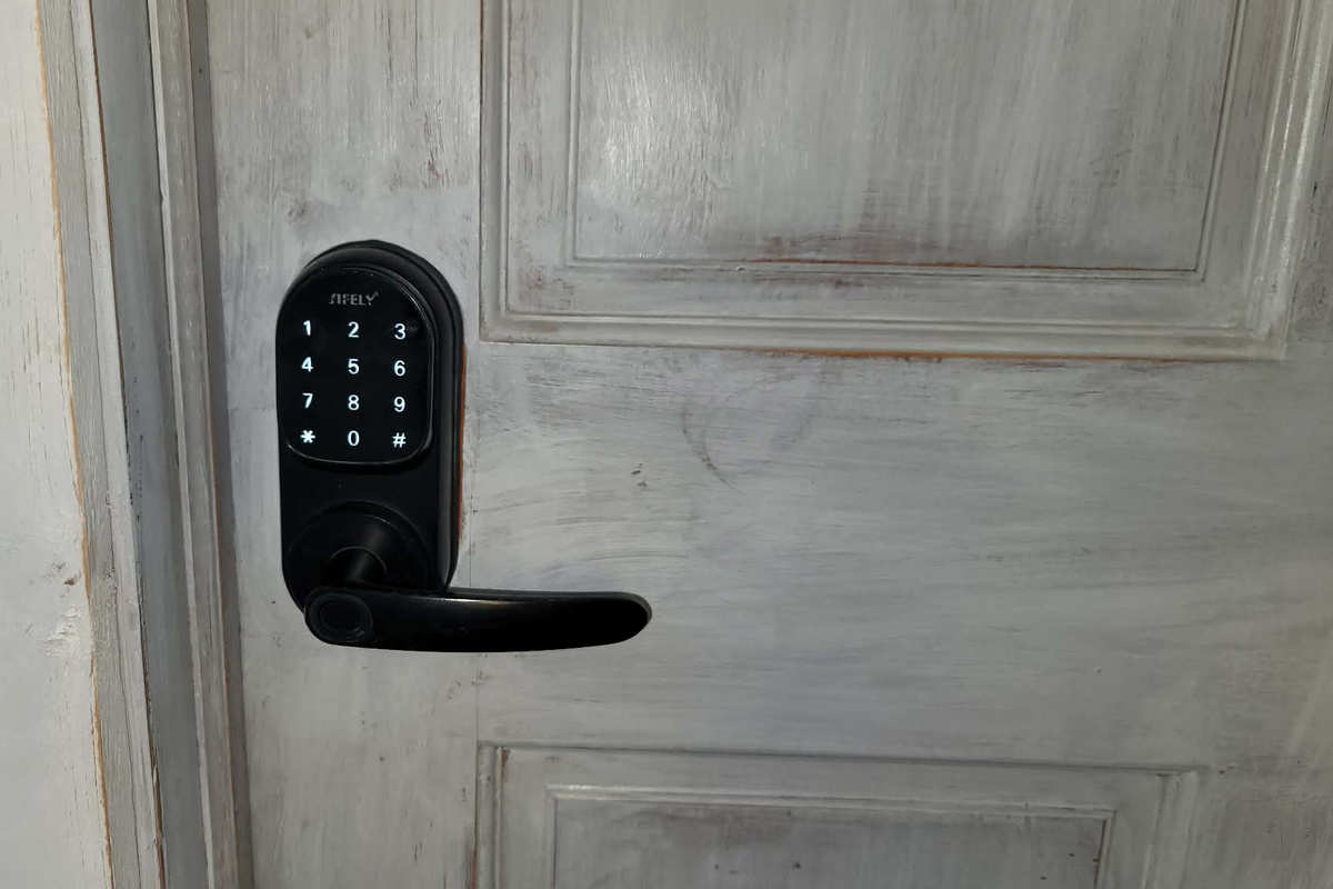 Electronic Door Lock when lit, after surface is touched