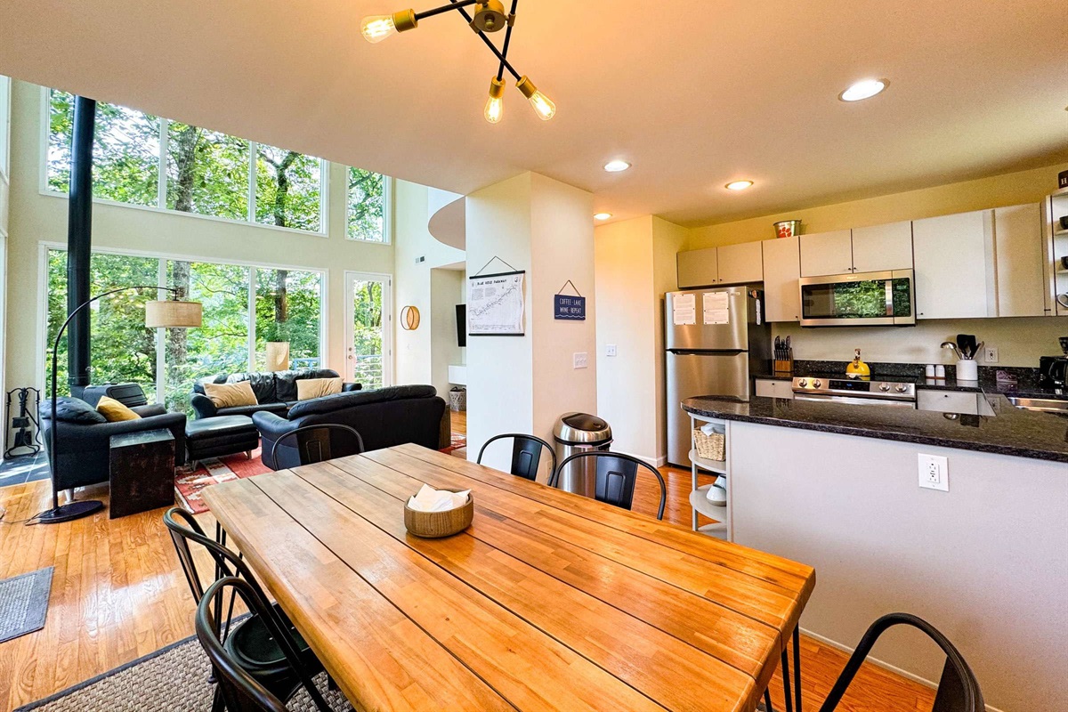 open kitchen and dining room