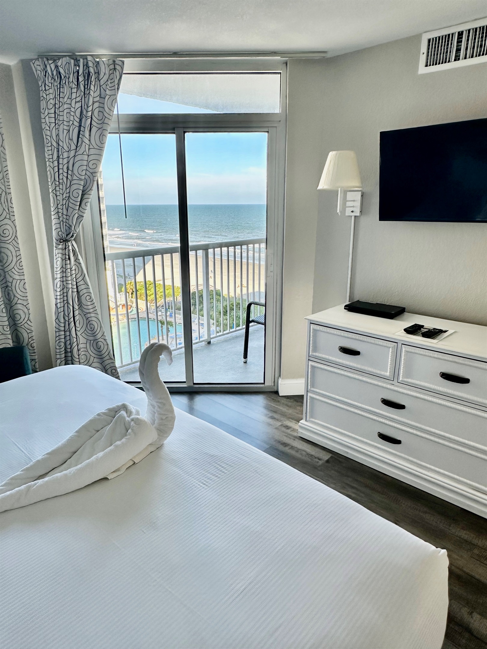 Oceanfront view from the master bedroom with direct access to our large balcony.
