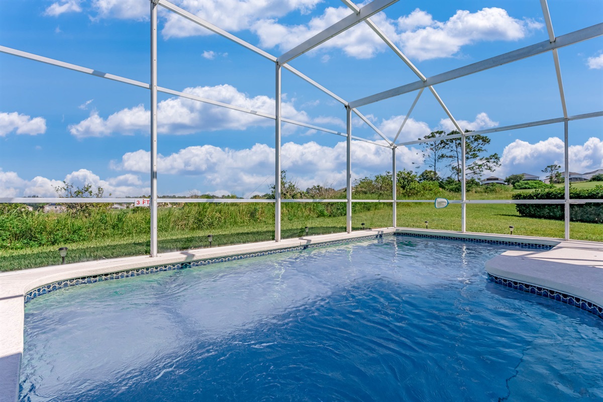 The pool is far enough from the house that it gets sun most of the day!