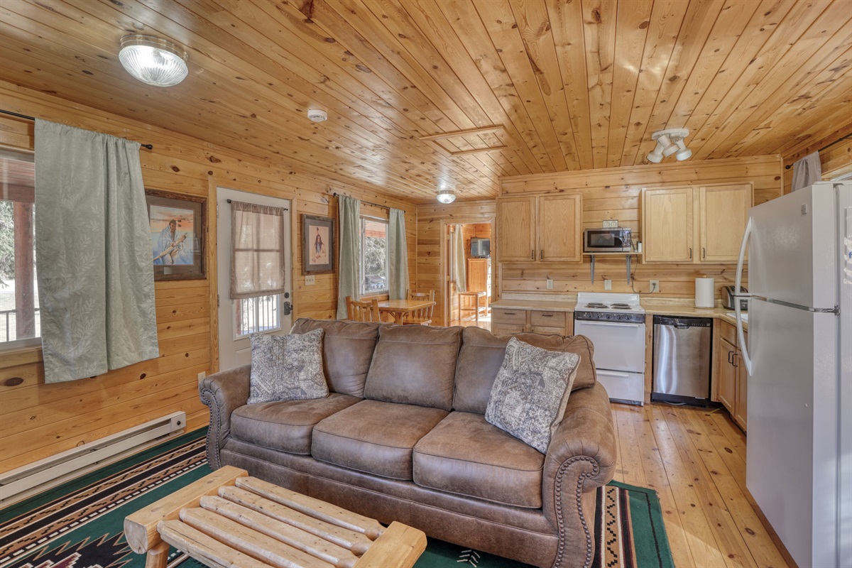 Living area and kitchen