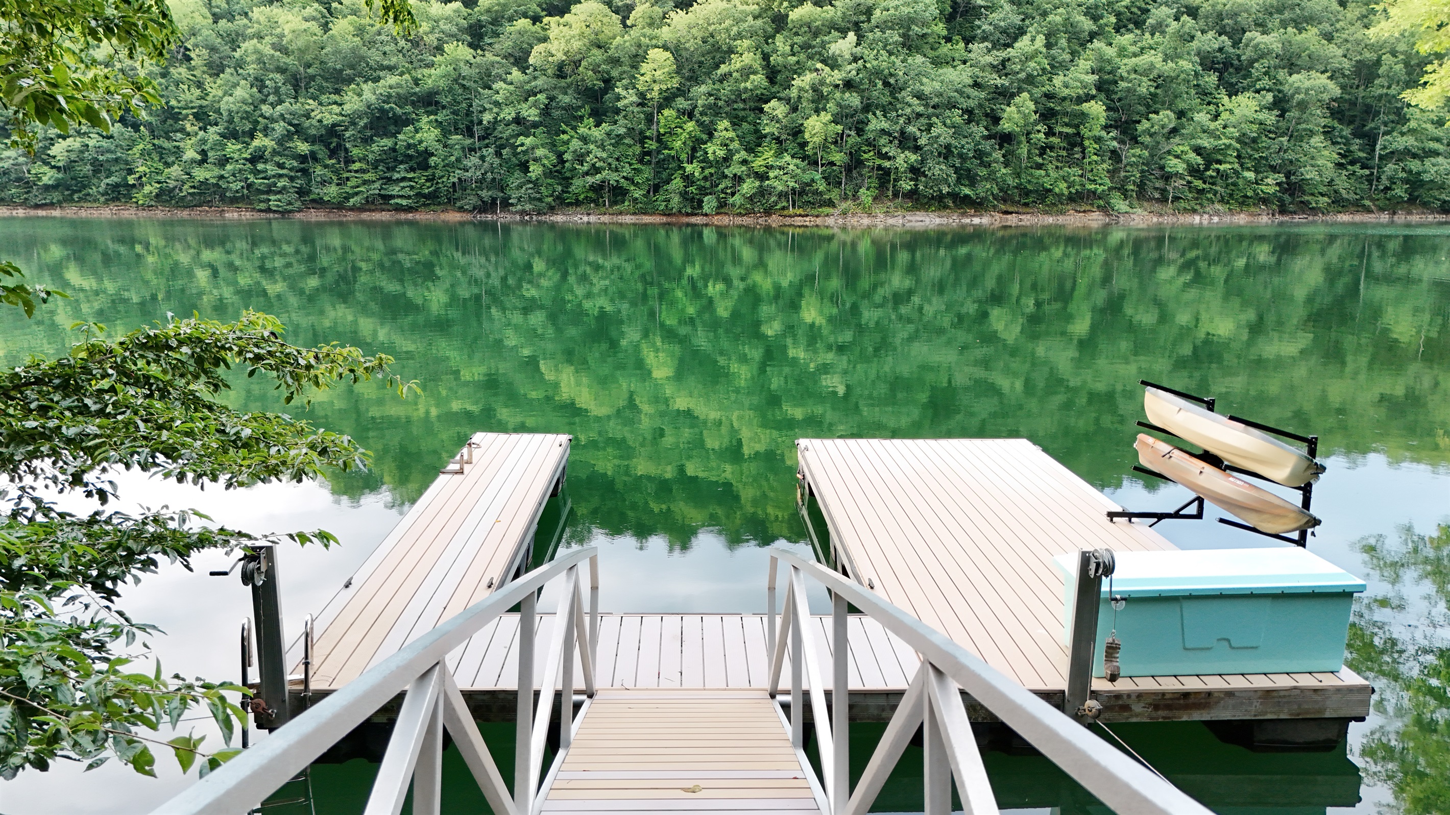 Enjoy serene lake views and relax on the dock surrounded by lush greenery!