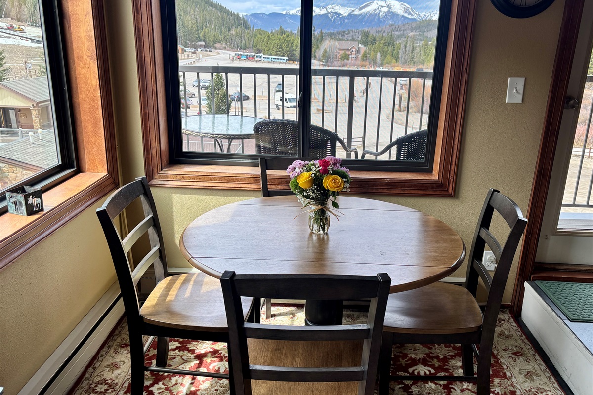 New dining table w/mountain views.