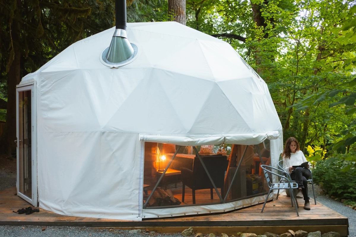 Our dome has screen windows that are easy to roll up so you can enjoy the summer breeze