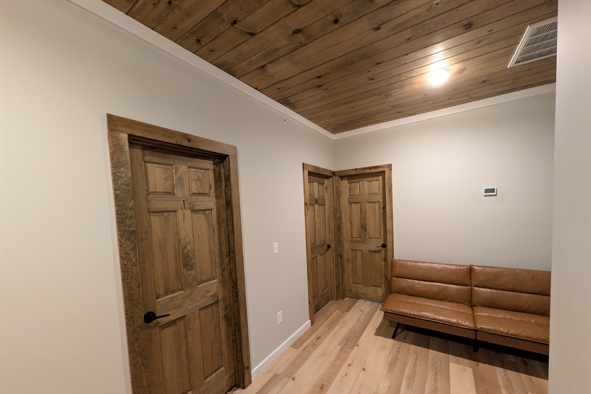 The comfortable furniture also doubles as a queen sleeping area for additional guests.
