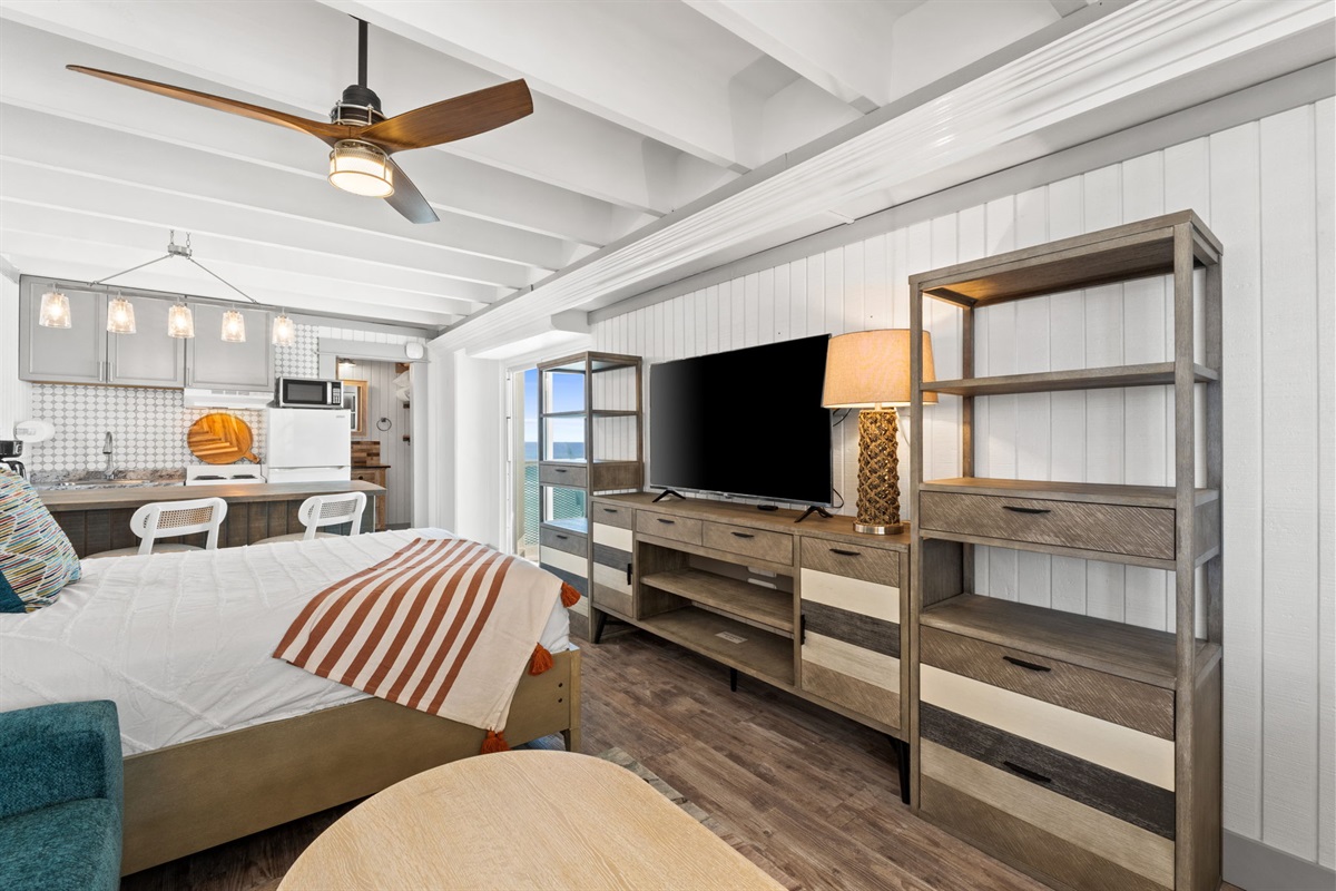 Living Room with Queen Bed and Queen Sleeper Sofa